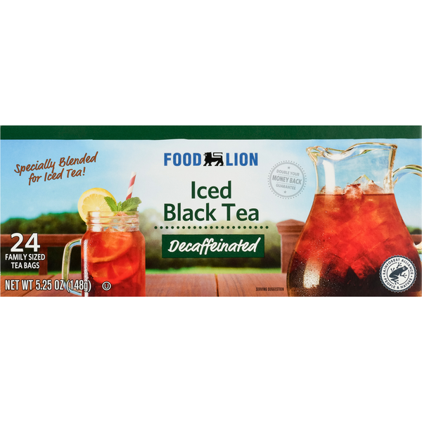 Tea Food Lion Iced Tea Bags, Decaffeinated Black Tea, Family Sized 24ct hero