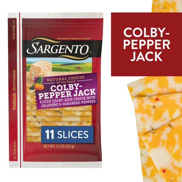 Packaged Cheese Sargento Sliced Colby-Pepper Jack Natural Cheese hero