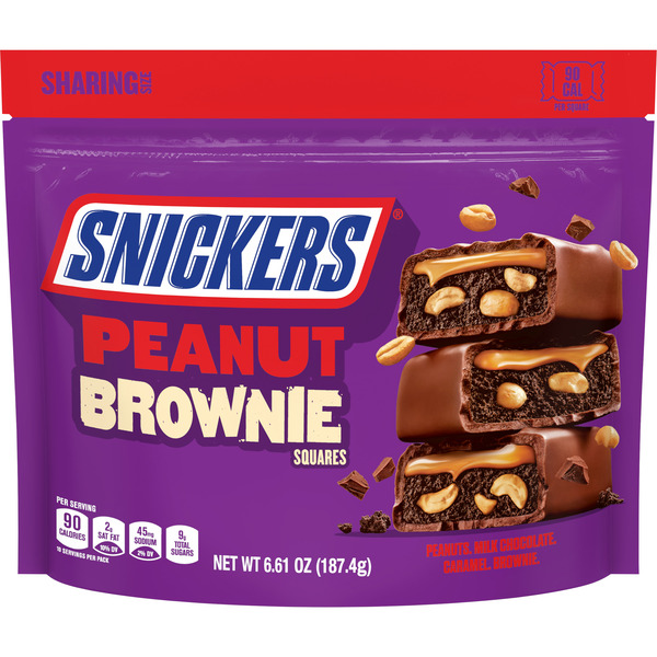 Bakery Desserts SNICKERS Fun Size Peanut Brownie Squares Chocolate Candy Bars Sharing Size hero