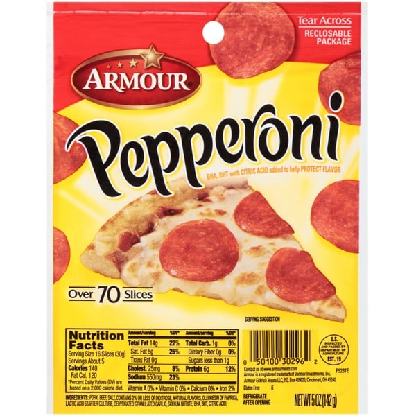 Packaged Lunchmeat Armour Sliced Pepperoni hero