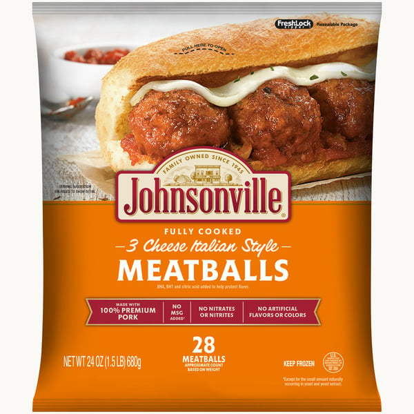 Frozen Meat & Seafood Johnsonville Three Cheese Italian Style Meatballs hero