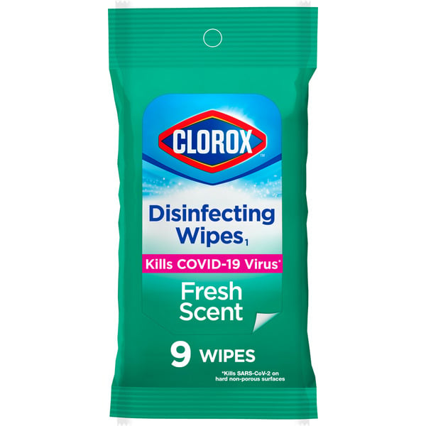 Cleaning Products Clorox Disinfecting Wipes On The Go, Bleach Free Travel Wipes, Fresh Scent hero