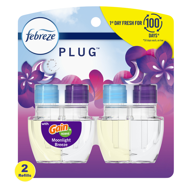 Febreze Plug Air Freshener Scented Oil Refill, Gain Moonlight Breeze hero