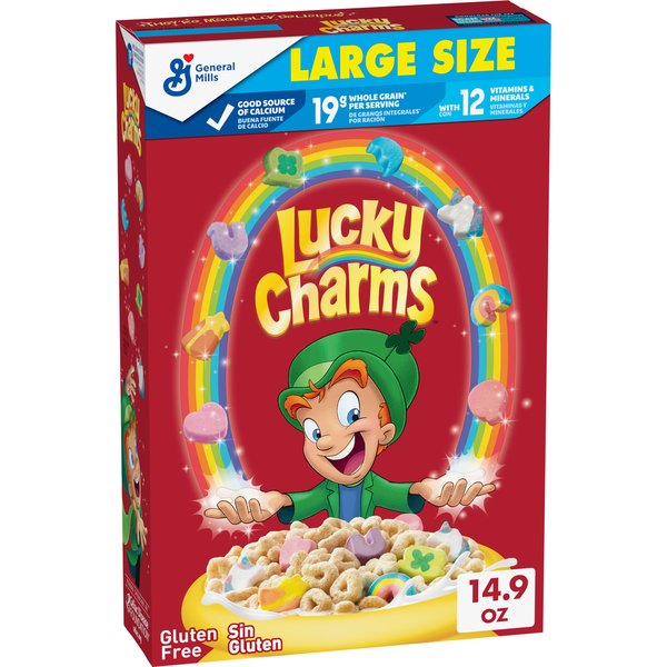 Cereal Lucky Charms Gluten Free Cereal with Marshmallows, Kids Breakfast Cereal hero