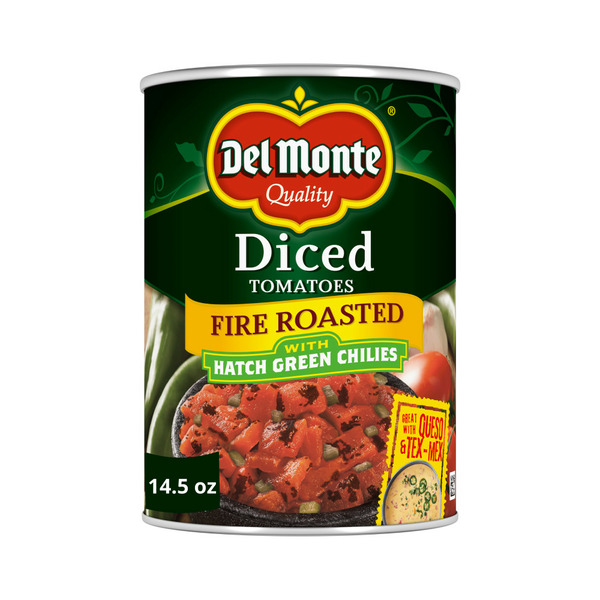 Del Monte Diced Fire Roasted Tomatoes with Hatch Green Chiles hero