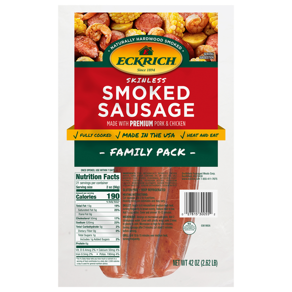 Hot Dogs, Bacon & Sausage Eckrich Smoked Sausage hero