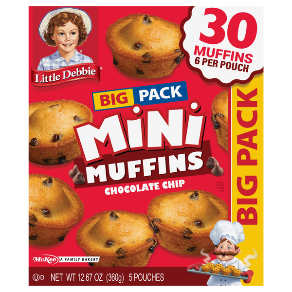 Little Debbie Muffins, Chocolate Chip, Mini, Big Pack hero