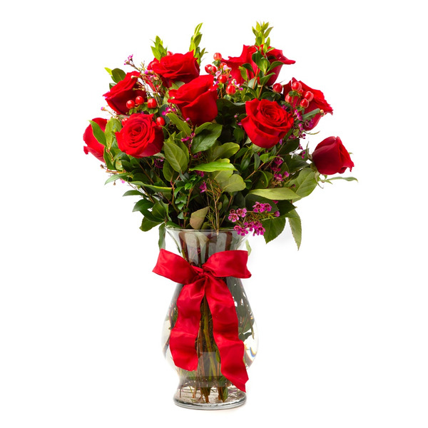 Floral Red Premium Roses in Vases hero