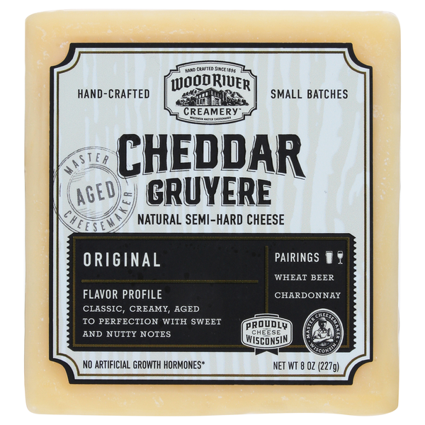 Specialty Cheeses Wood River Creamery Cheese, Cheddar Gruyere, Natural, Semi-Hard, Original hero