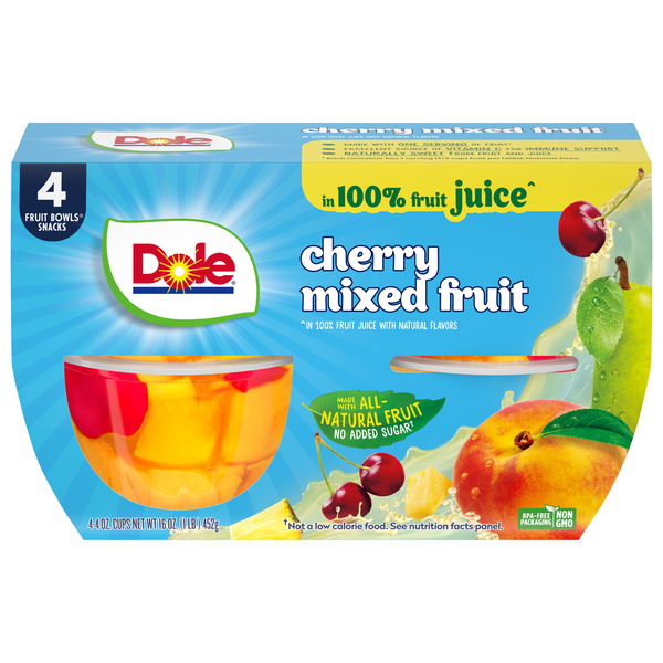 Canned Fruit & Applesauce Dole Fruit Juice, Cherry Mixed Fruit hero