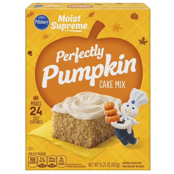 Baking Ingredients Pillsbury Moist Supreme Premium Perfely Pumpkin Cake Mix hero