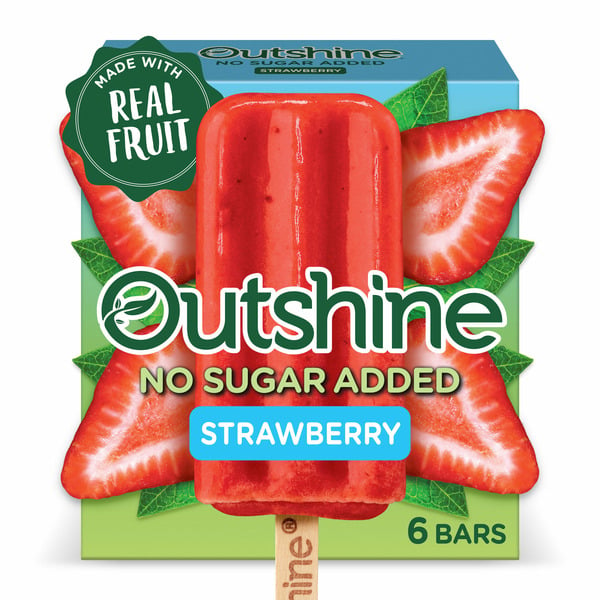 Ice Cream, Novelties & Ice Outshine No Sugar Added Strawberry Frozen Fruit Bars hero