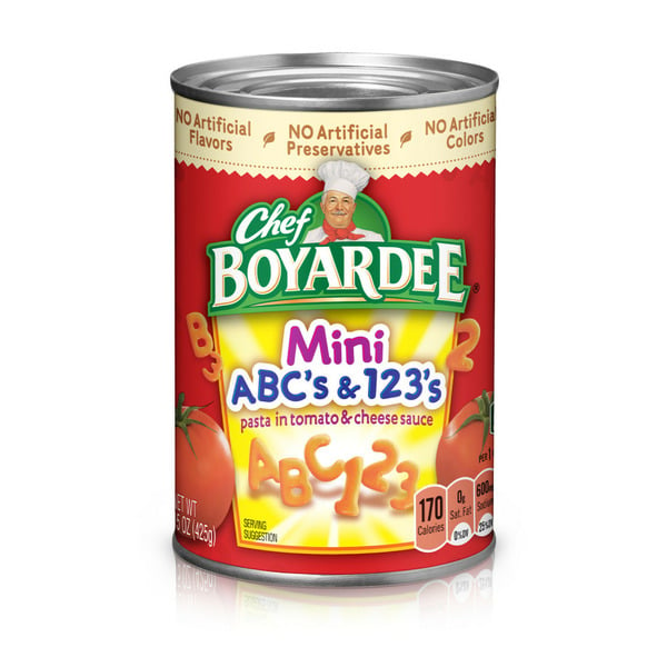 Canned Meals & Beans Chef Boyardee Mini ABC's and 123's hero