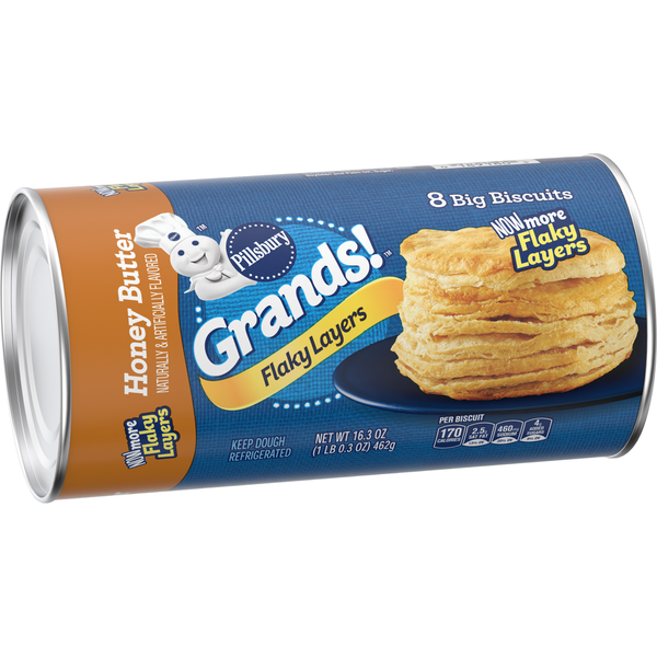 Holiday Items Pillsbury Flaky Layers, Honey Butter Biscuit Dough hero