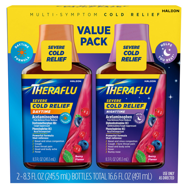 Cold, Flu & Allergy Theraflu Day and Night Severe Cold and Cough Syrup x 2 hero