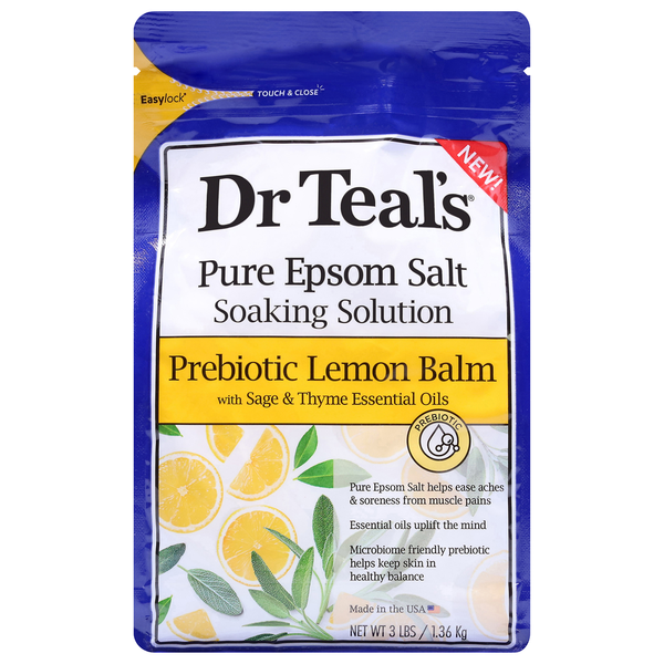 Muscles, Joints & Pain Relief Dr Teal’s Pure Epsom Salt, Prebiotic Lemon Balm hero