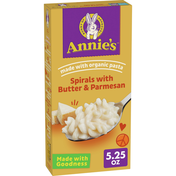 Instant Foods Annie's Butter and Parmesan Spirals Macaroni and Cheese Dinner with Organic Pasta hero