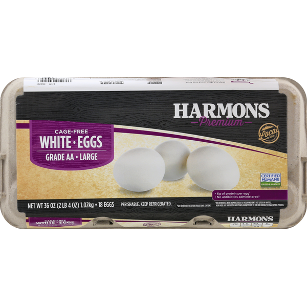 Harmons Premium Cage Free White Eggs, Large hero