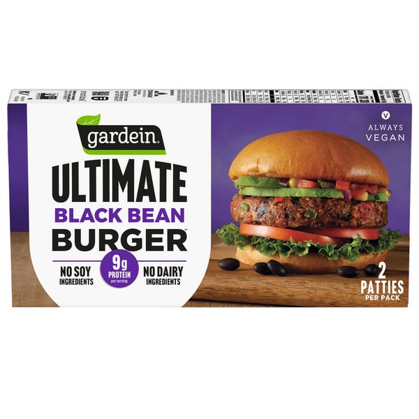 Frozen Meals Gardein Ultimate Black Bean Burger, Vegan Food, Frozen Patties hero