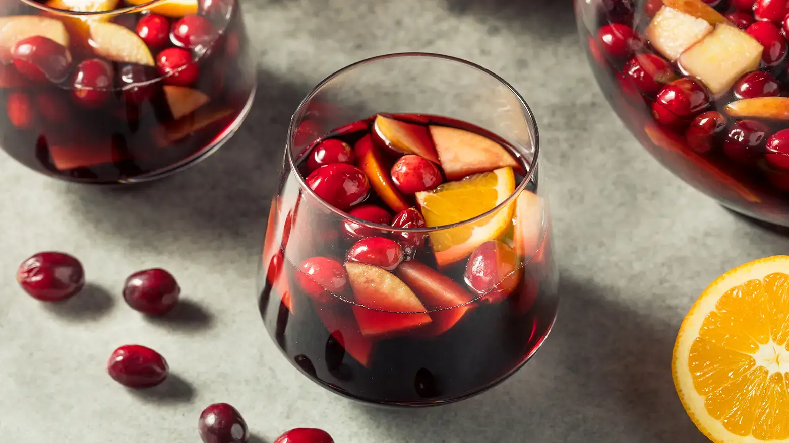 Glass of sangria for friendsgiving 