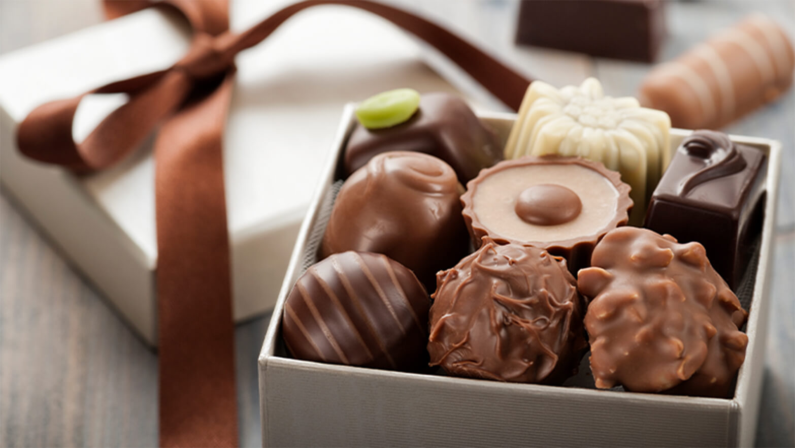 A box of chocolates on Valentine's Day