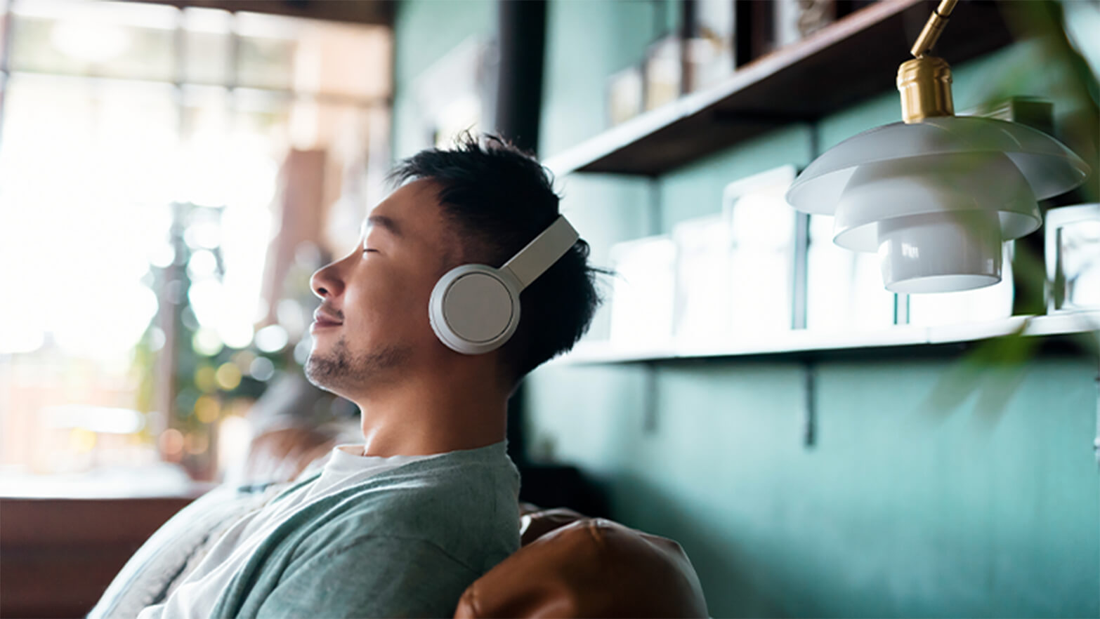 A person enjoying their new headphones