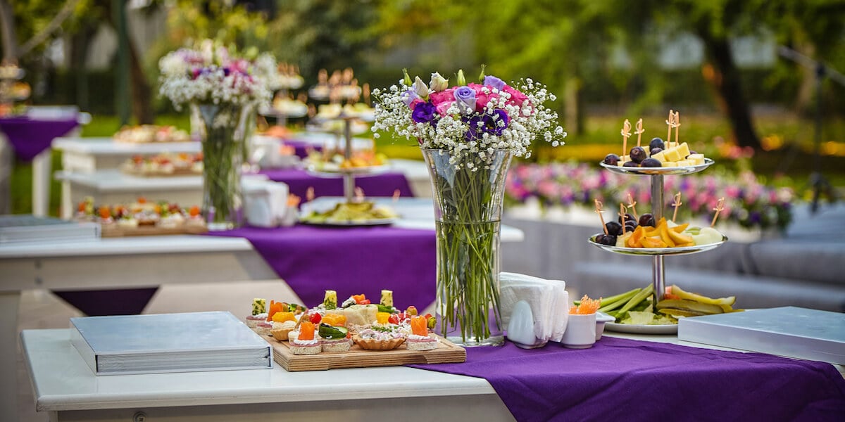 wedding reception appetizer buffet setup