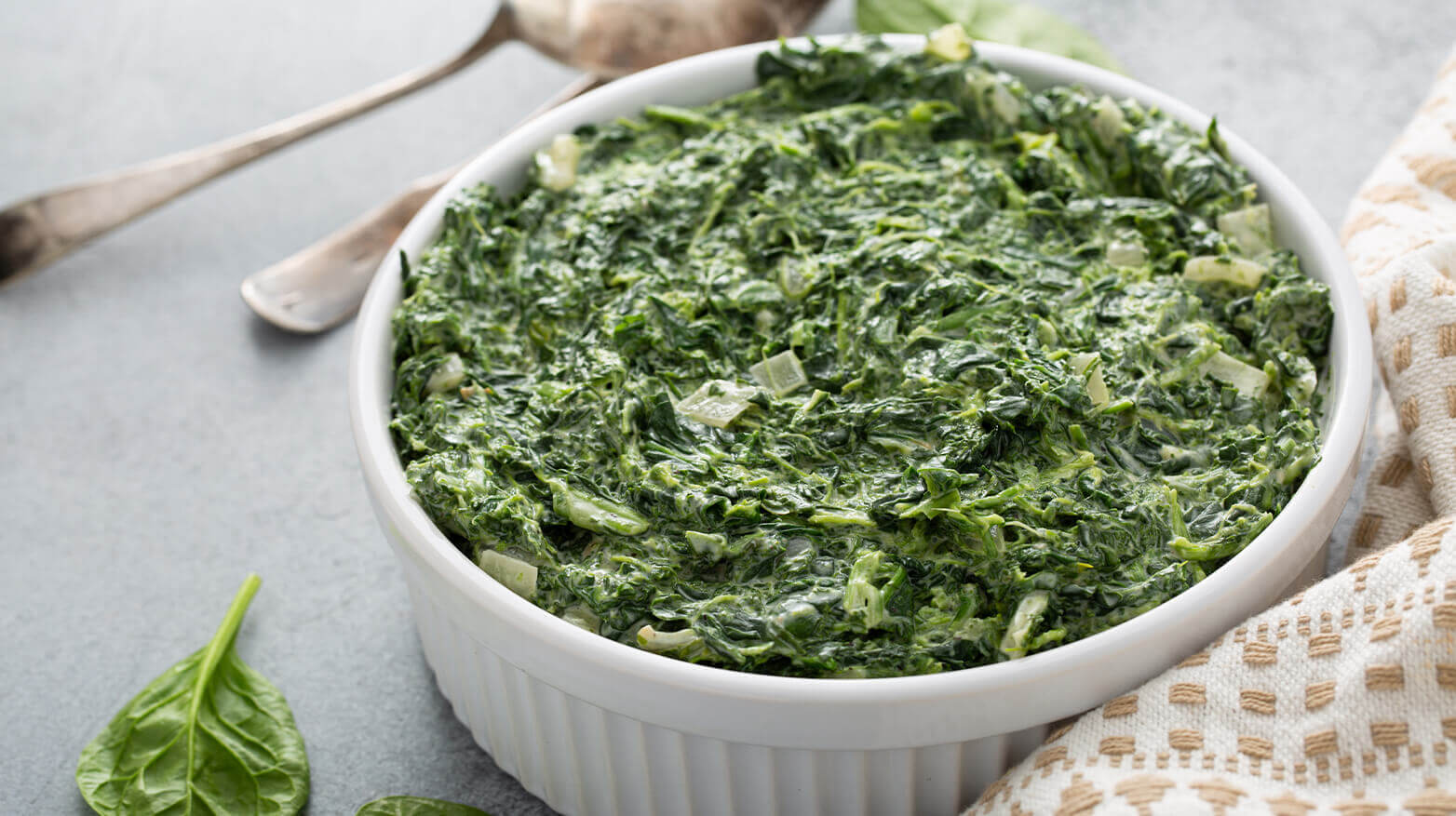 Bowl with creamed spinach