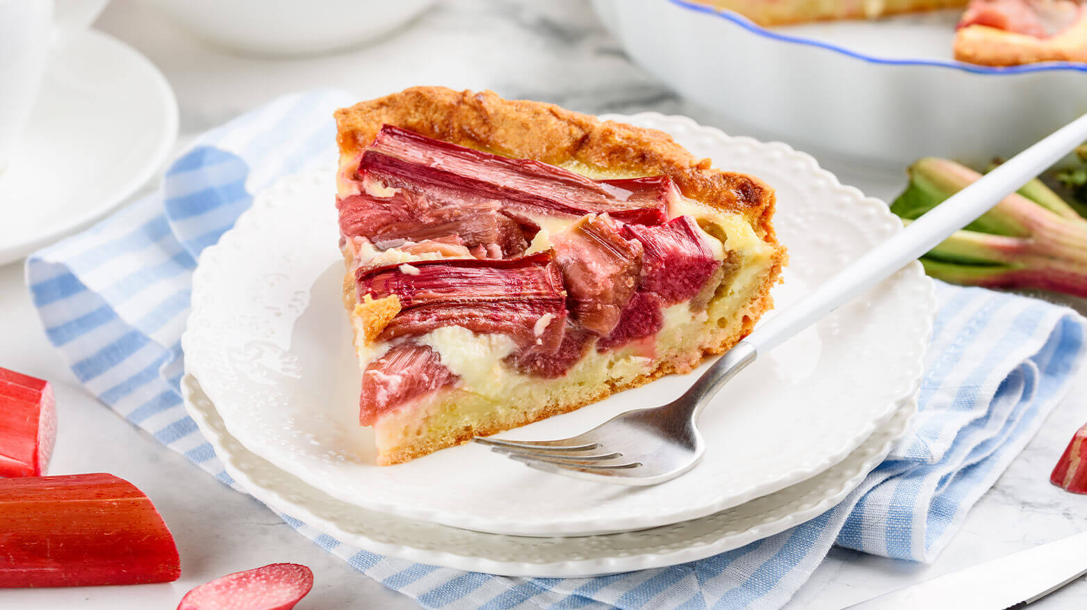 Slice of rhubarb pie