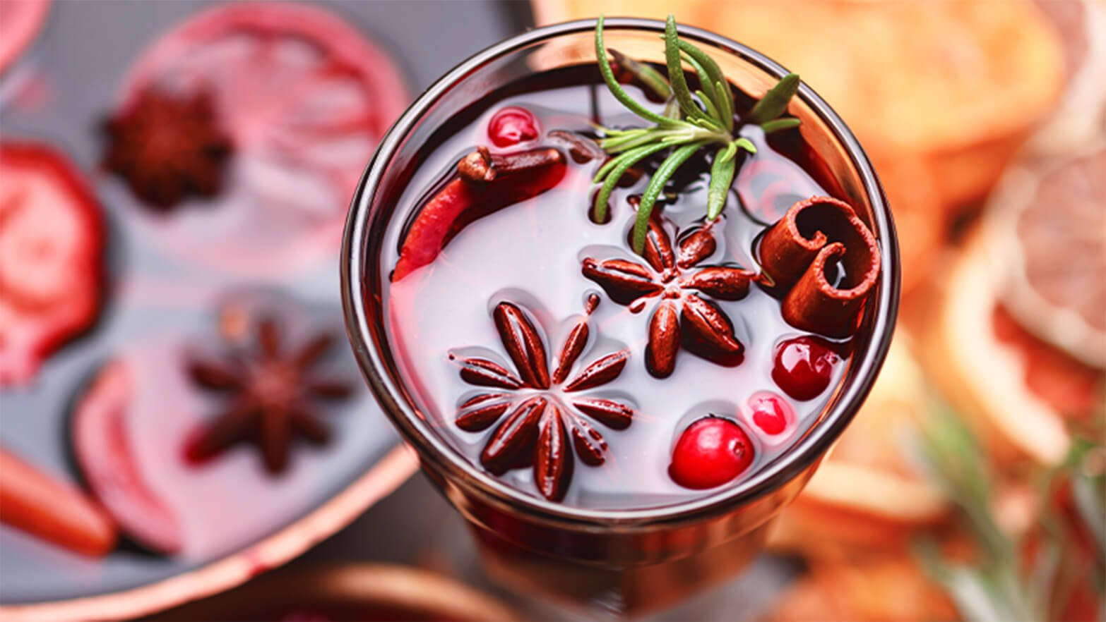 Large glass of red wine punch