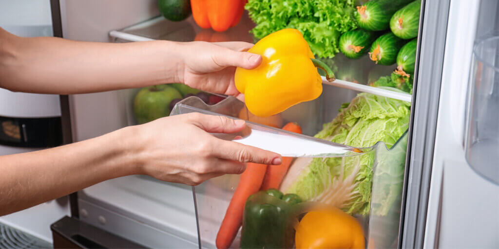 stored vegetables in the fridge.