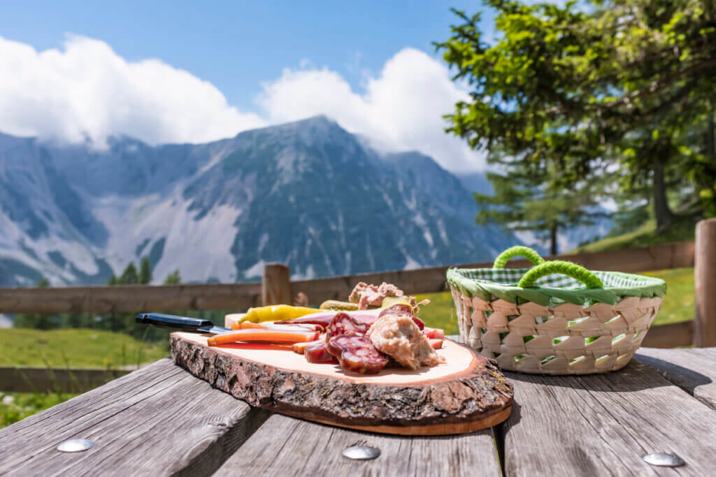 Charcuterie board while picnicking 