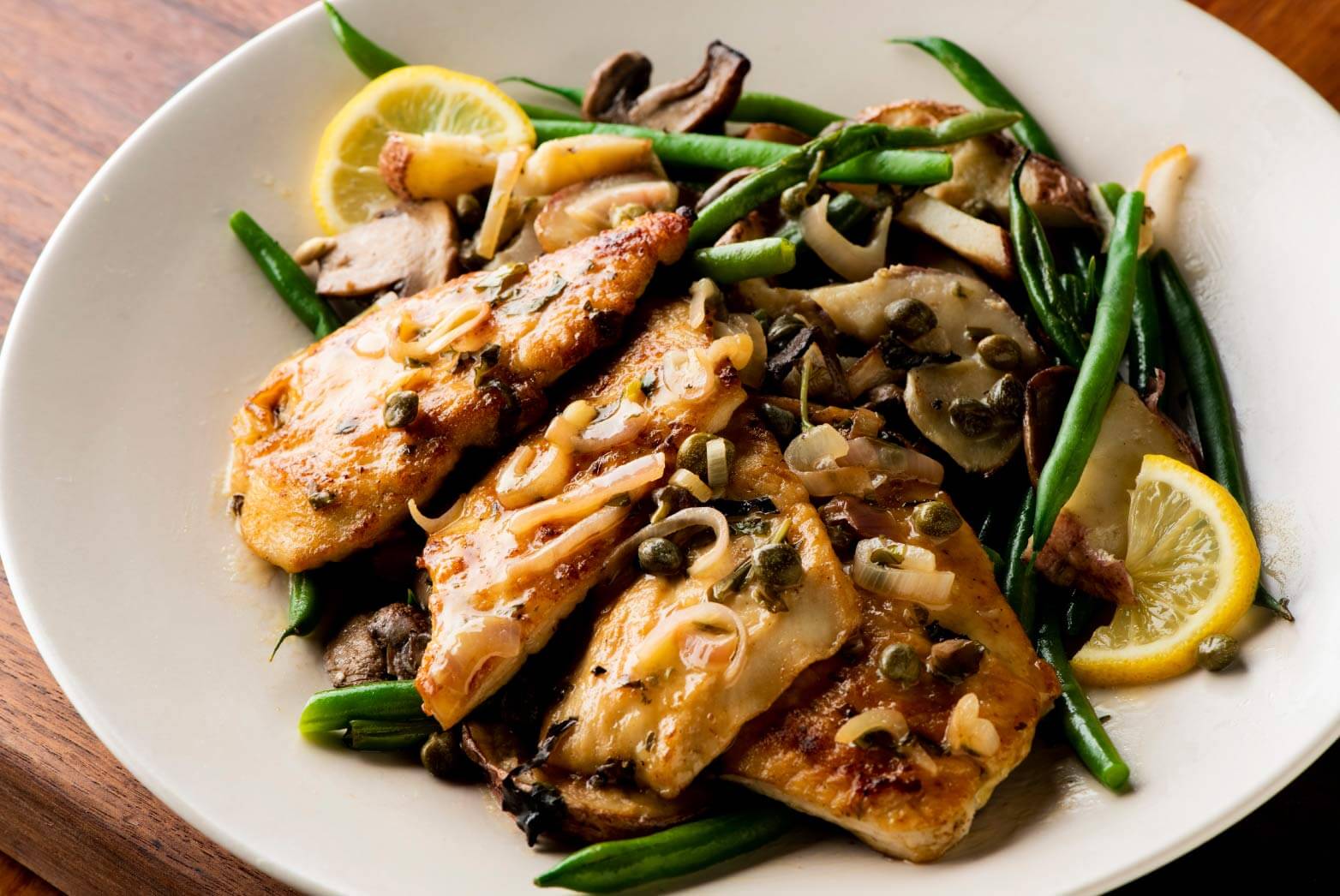 Close up of delicious chicken piccata