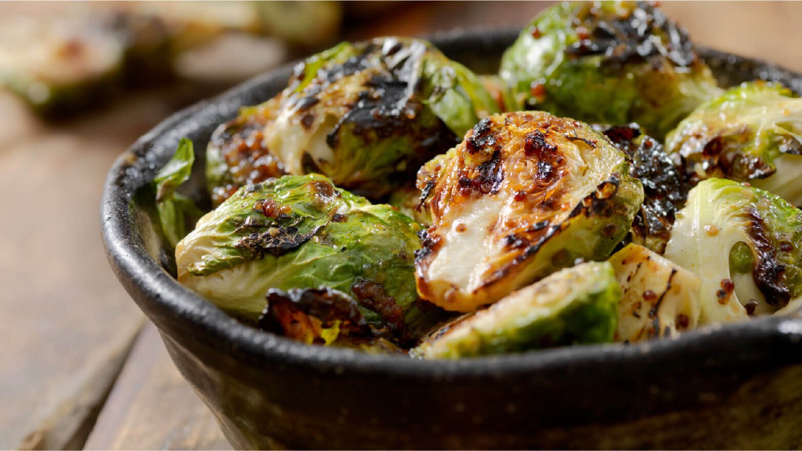 Roasted Brussel sprouts in a baking dish