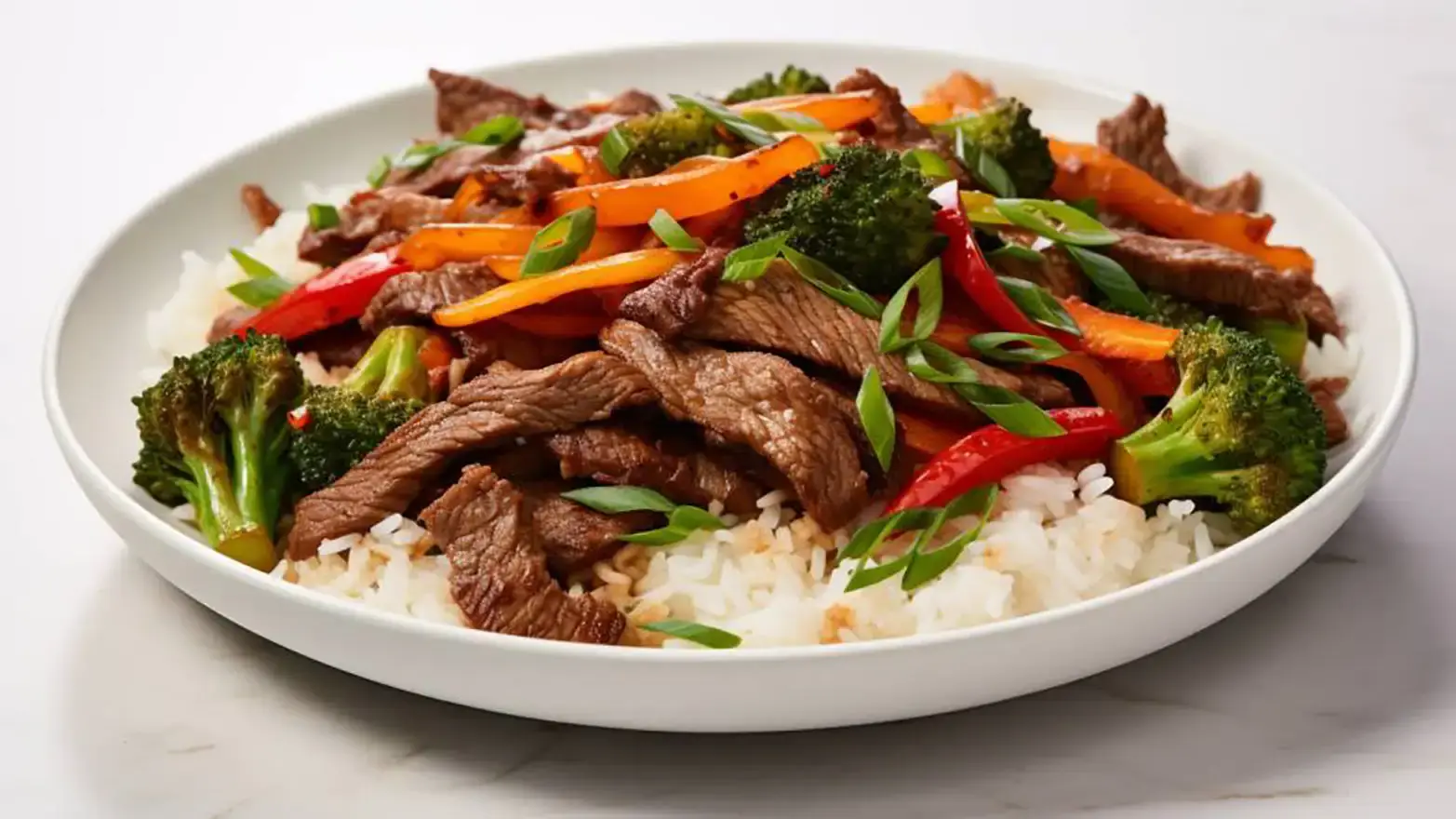 beef stir fry with white rice