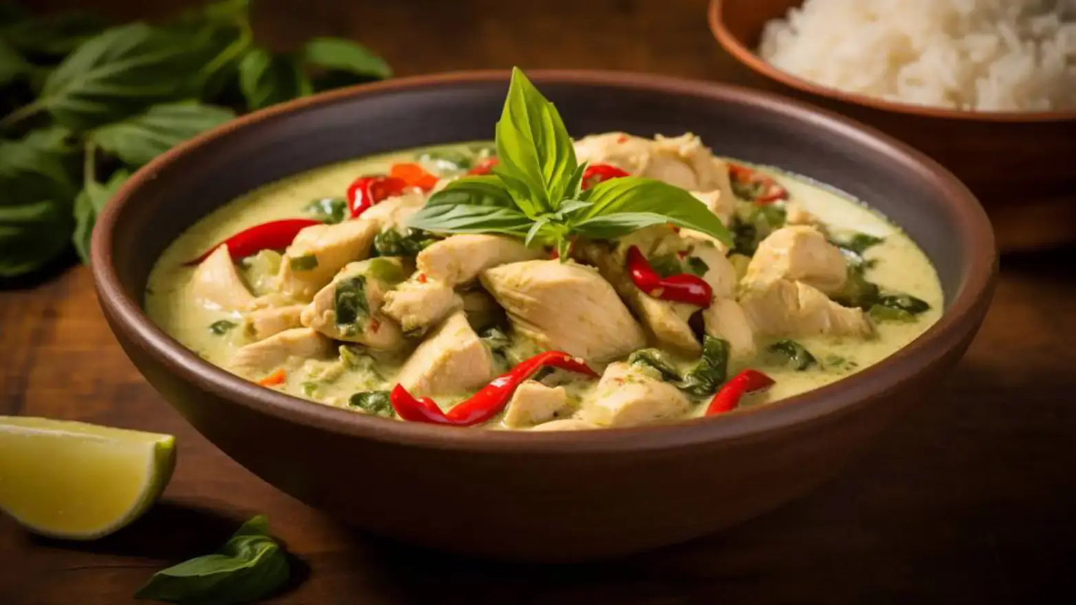 bowl of thai chicken green curry