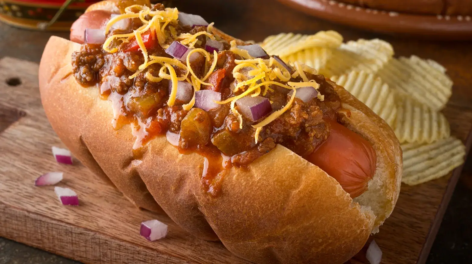 chili dogs with all the toppings