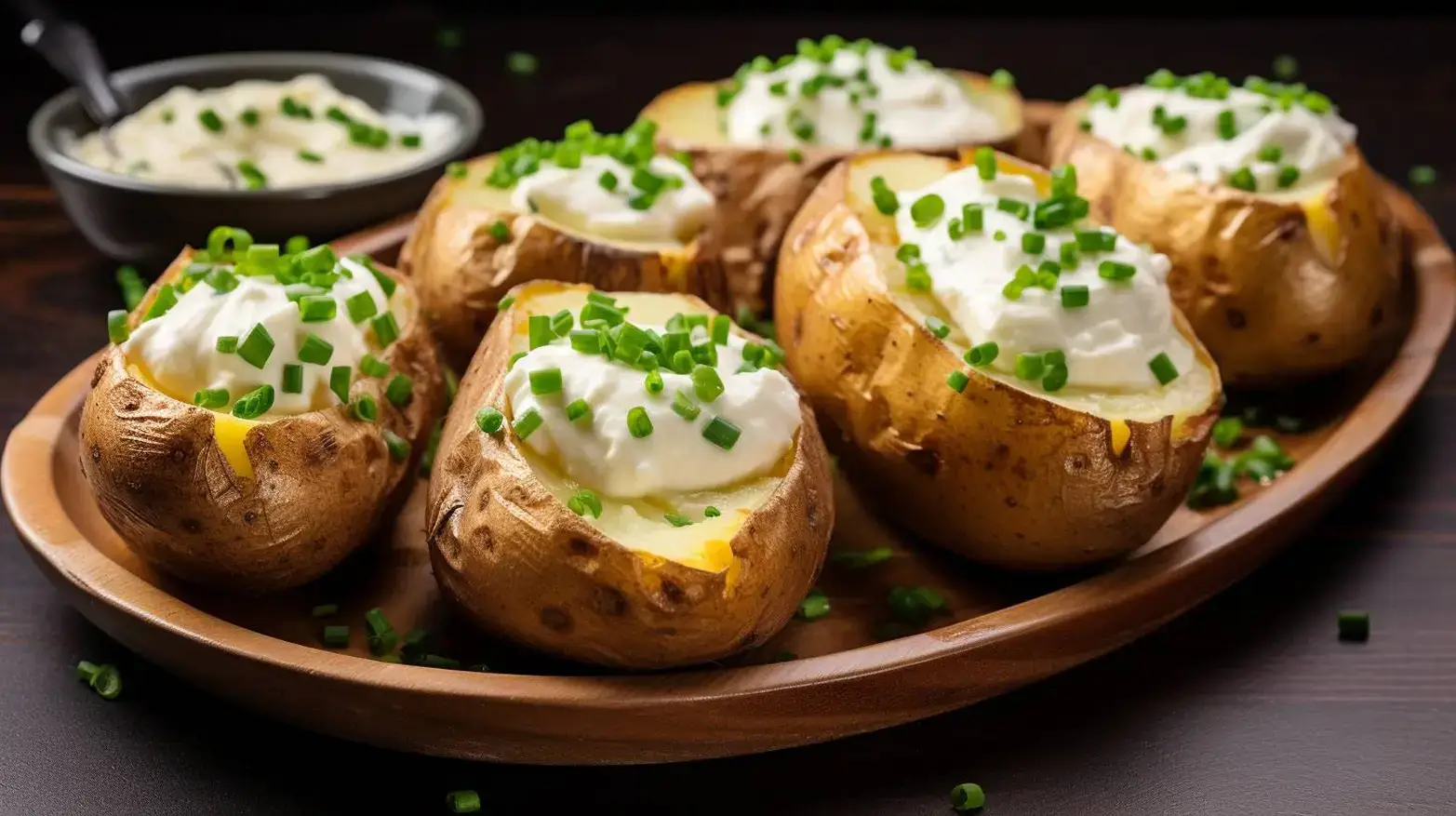 baked potatoes with sour cream and chives