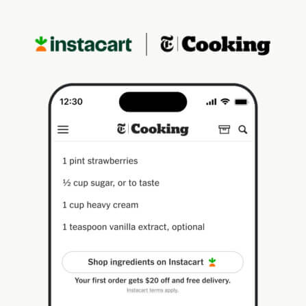 Click to Cart: New York Times Cooking Recipes are Now Shoppable with Instacart