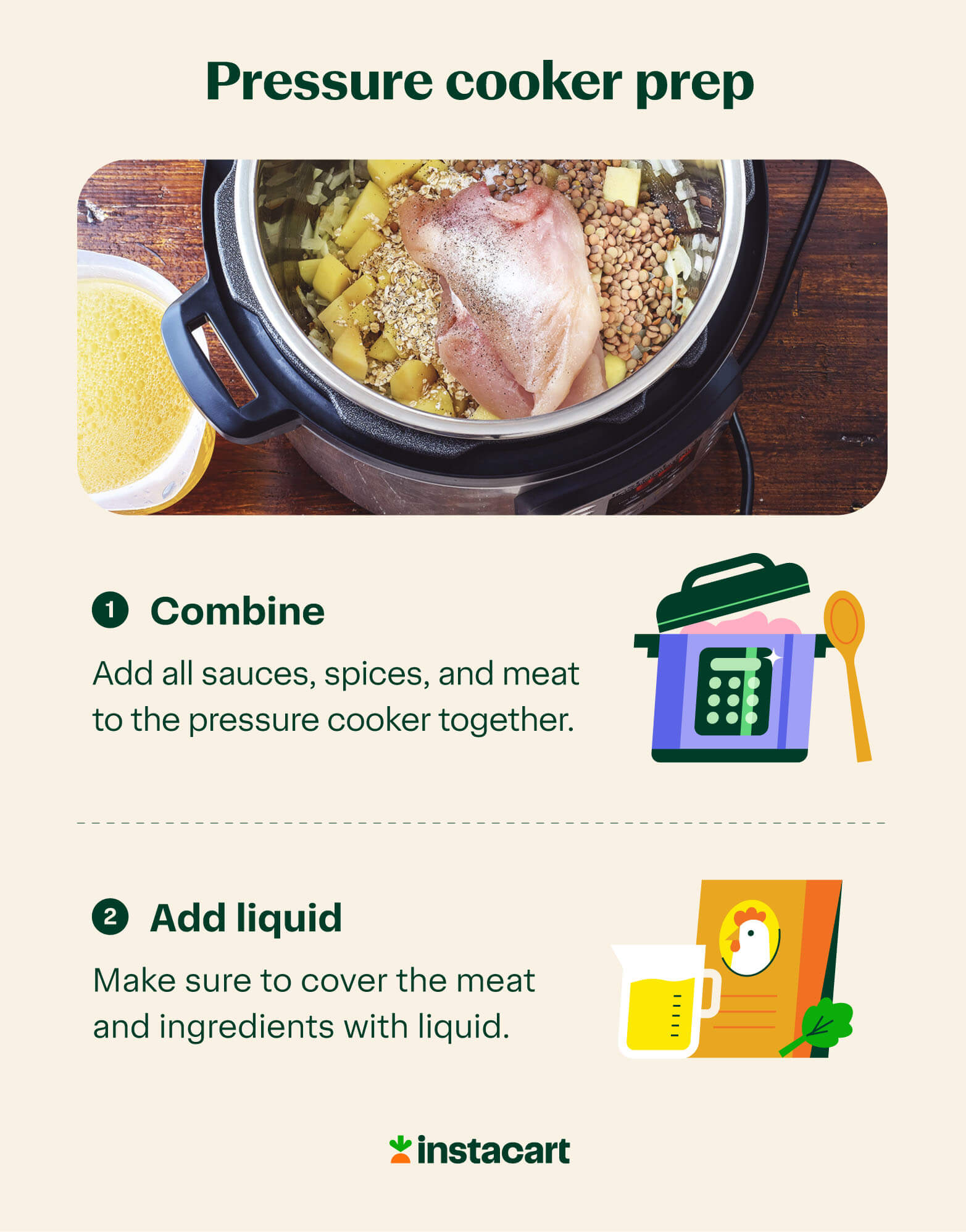 how to prepare to cook chicken in a pressure cooker