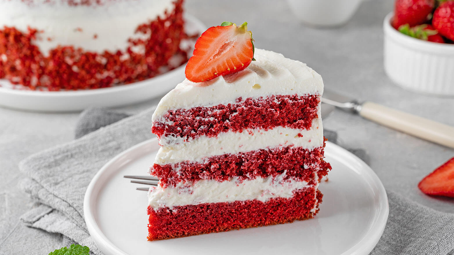 A slice of strawberry cake.