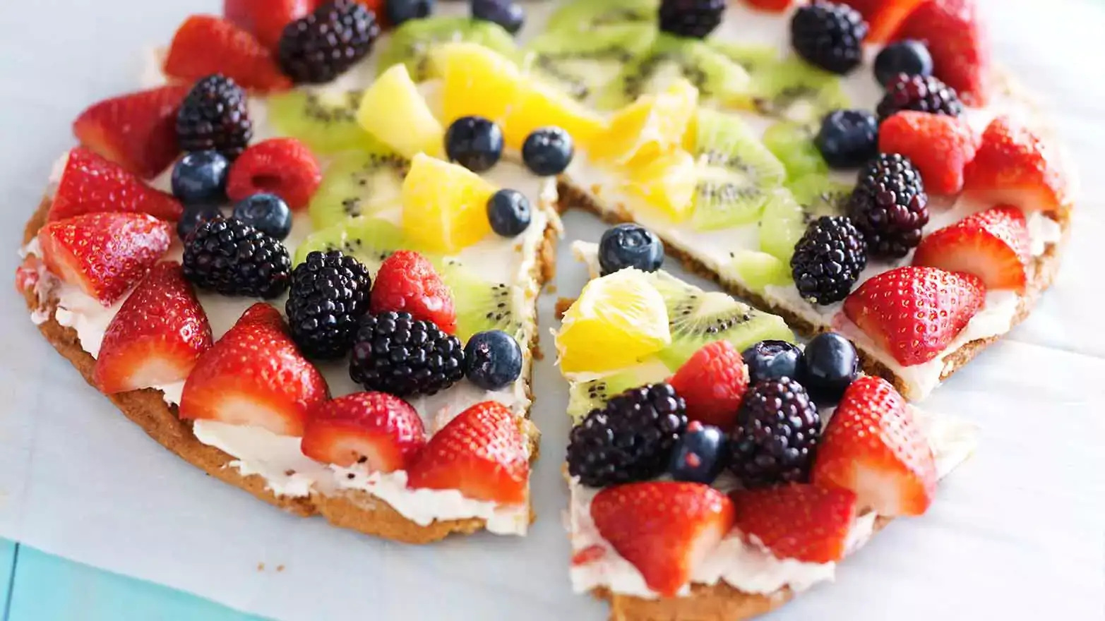 Colorful fruit pizza for labor day