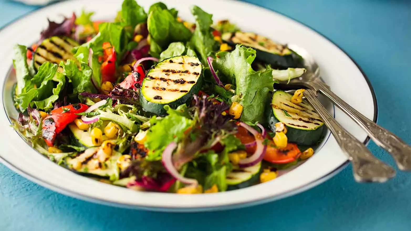 Plated garden salad for labor day