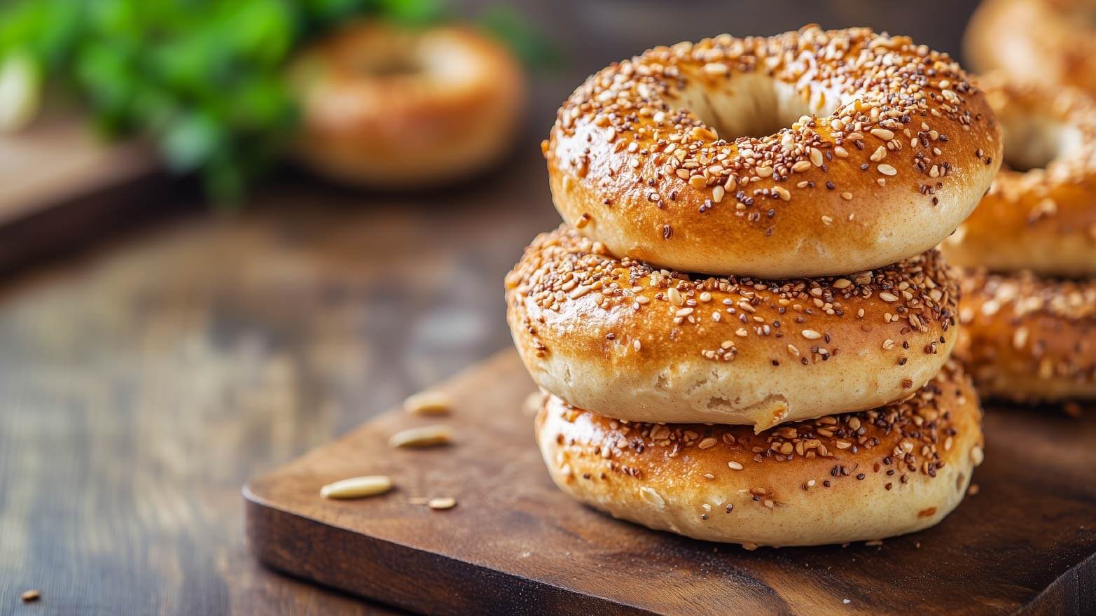 Stack of multigran bagels