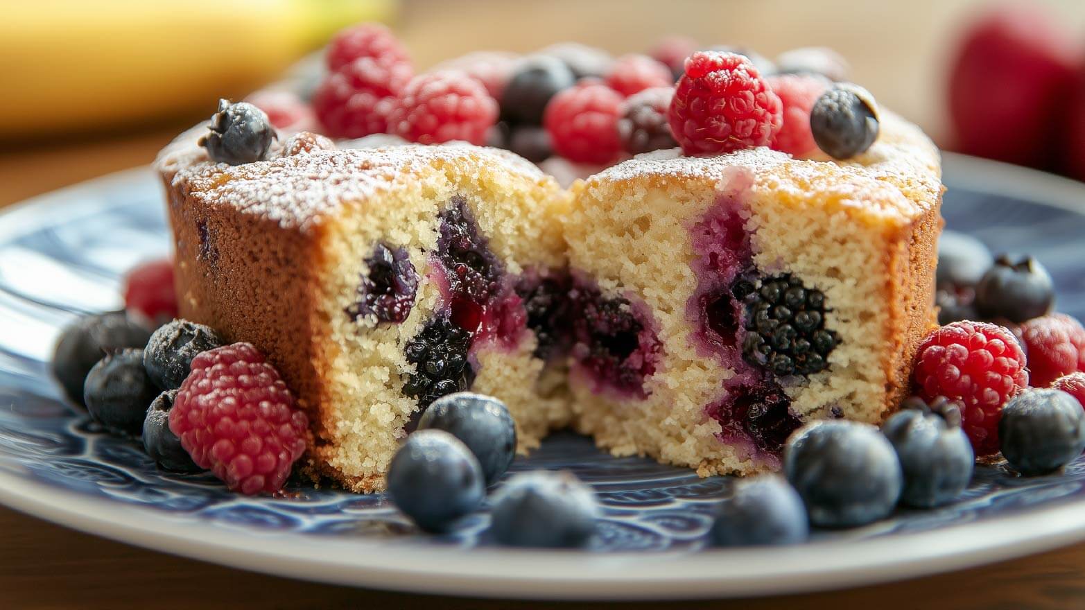 Berries mixed into box cake to make it taste better