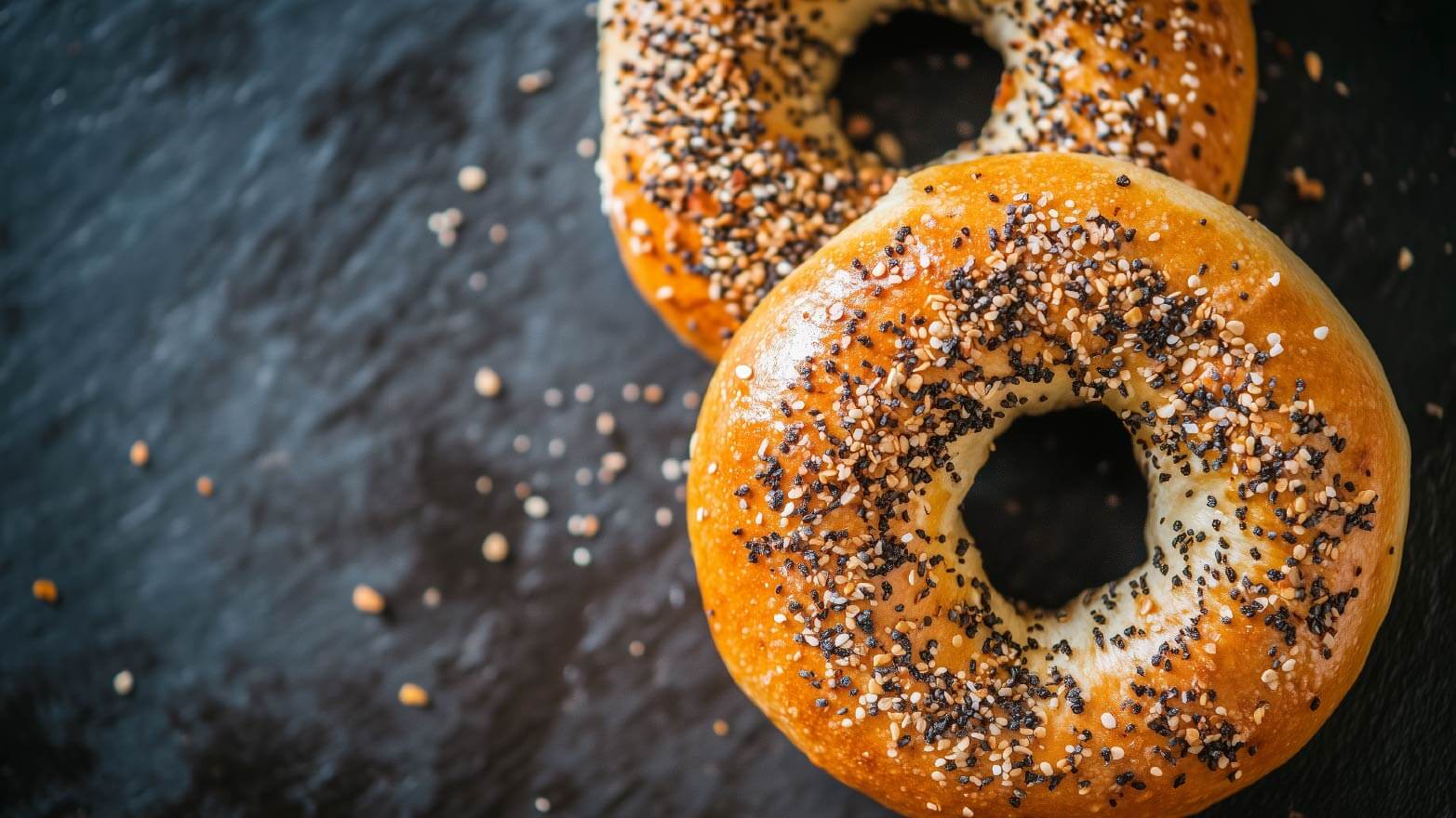 Freshly baked everything bagels