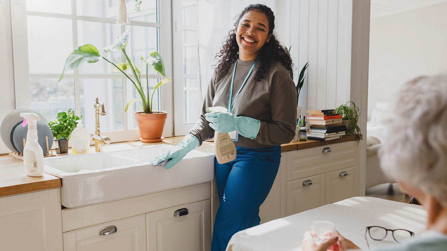 A person giving the gift of service and volunteering their time