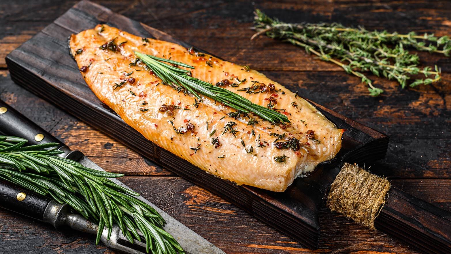 Baked rainbow trout with herbs