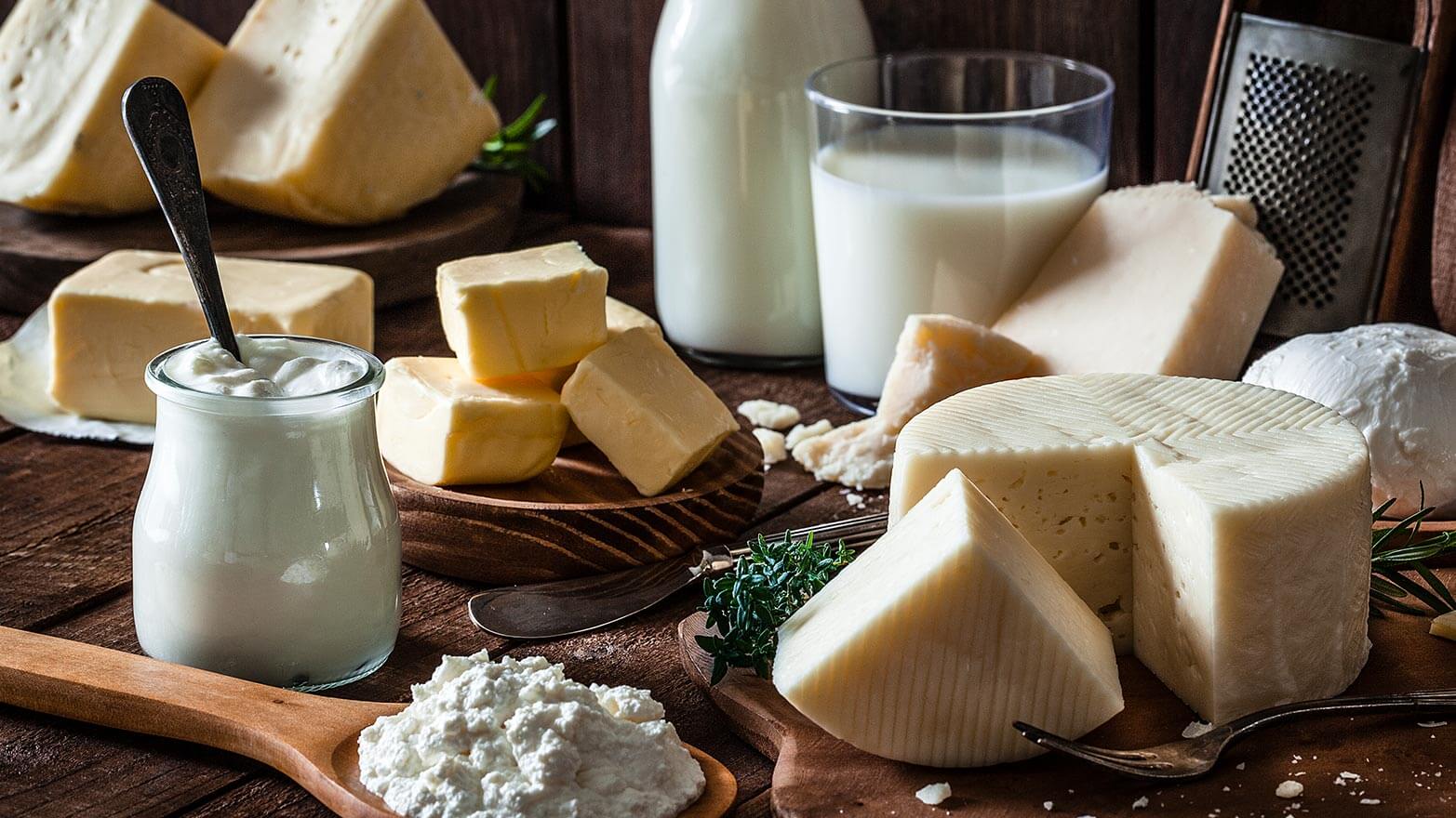 Assortment of dairy products