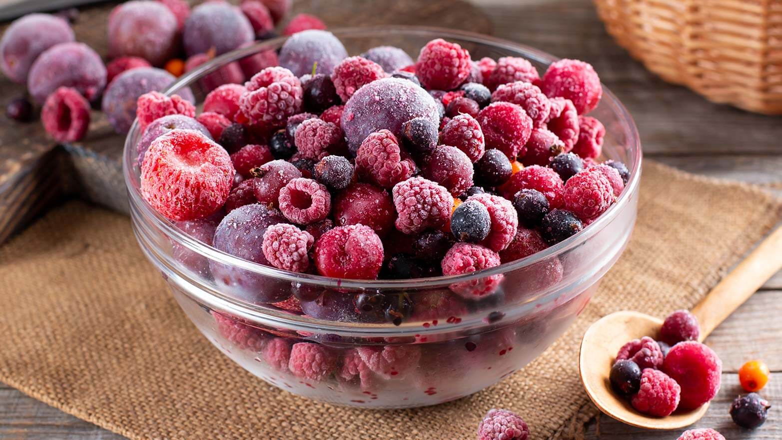 Bowl of frozen fruit